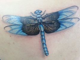 Blue dragonfly tattoo